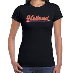 Foto van Zwart fan shirt / kleding holland met nederlandse wimpel ek/ wk voor dames xl - feestshirts