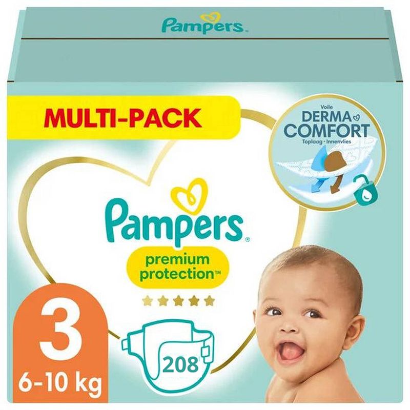 Foto van Pampers premium protection maat 3 - 208 luiers