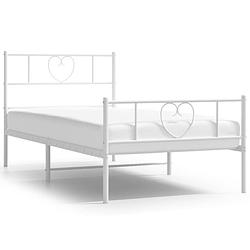 Foto van Vidaxl bedframe met hoofd- en voeteneinde metaal wit 100x200 cm