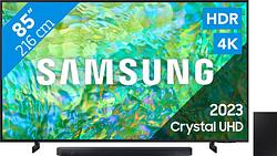 Foto van Samsung crystal uhd 85cu8000 (2023) + soundbar