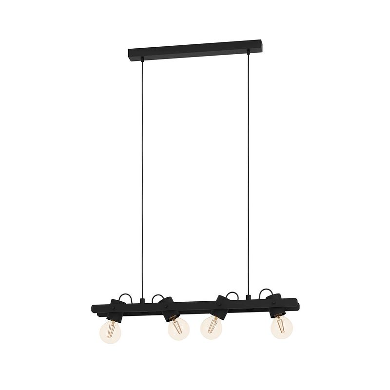 Foto van Eglo plimsoll hanglamp - e27 - 77 cm - zwart - staal/hout