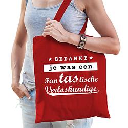 Foto van Cadeau tas voor verloskundige - rood - katoen - 42 x 38 cm - feest boodschappentassen