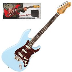 Foto van Vintage vip-v60lb coaster series laguna blue guitar pack elektrische gitaar set met versterker