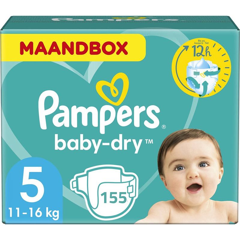 Foto van Pampers baby-dry luiers - maat 5 - 31 stuks (11-16kg) x5