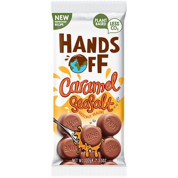 Foto van Hands off my chocolate caramel seasalt hazelnut praline 100g bij jumbo