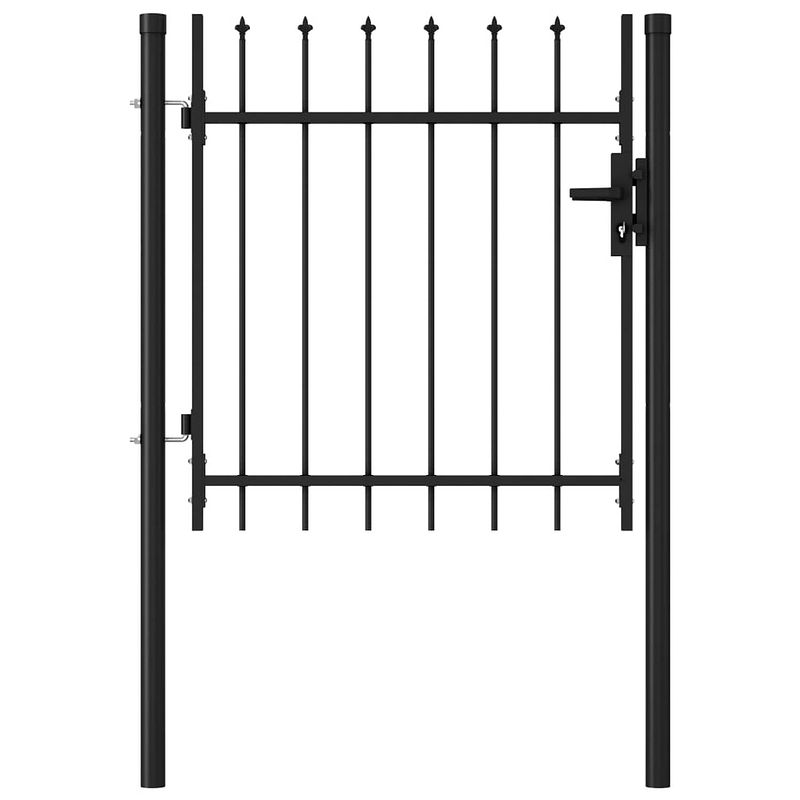 Foto van Vidaxl poort met puntige bovenkant enkel 1x1 m staal zwart