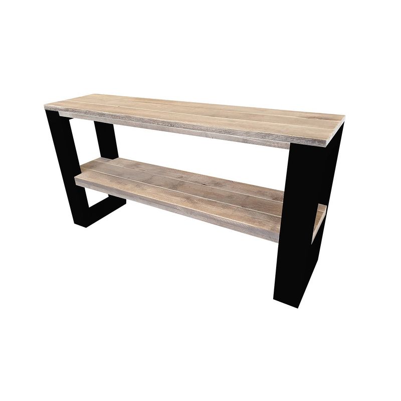 Foto van Wood4you - side table new orleans industrial wood - - zwart - eettafels 130 cm - bijzettafel