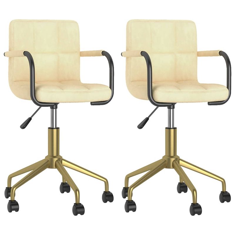 Foto van The living store eetkamerstoelen - draaibaar - crème - goud - 48x47x(78.5-86.5)cm - fluweel