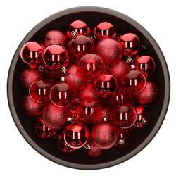 Foto van Decoris kerstballen - 25x stuks - 6 cm - kunststof -rooda  - kerstbal