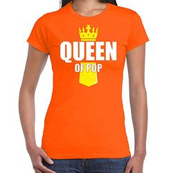 Foto van Oranje queen of pop muziek shirt met kroontje - koningsdag t-shirt voor dames l - feestshirts