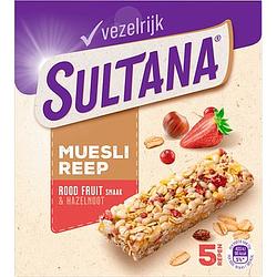 Foto van Sultana mueslireep rood fruit smaak & hazelnoot 5 stuks 125g bij jumbo