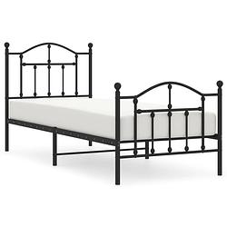 Foto van Vidaxl bedframe met hoofd- en voeteneinde metaal zwart 90x190 cm