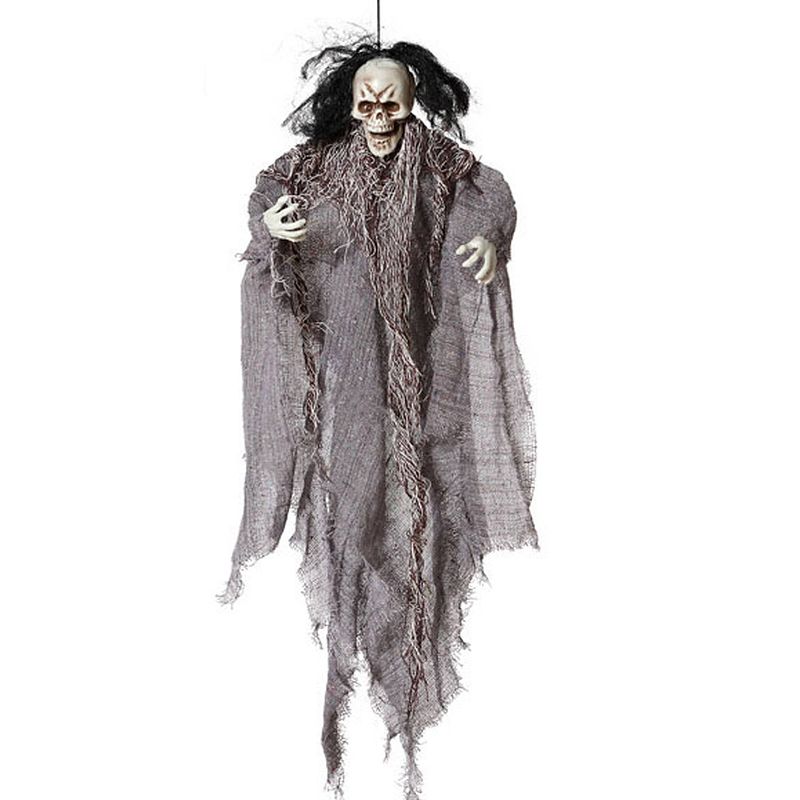 Foto van Halloween/horror thema hang decoratie spook/skelet - enge/griezelige pop - 60 cm - feestdecoratievoorwerp