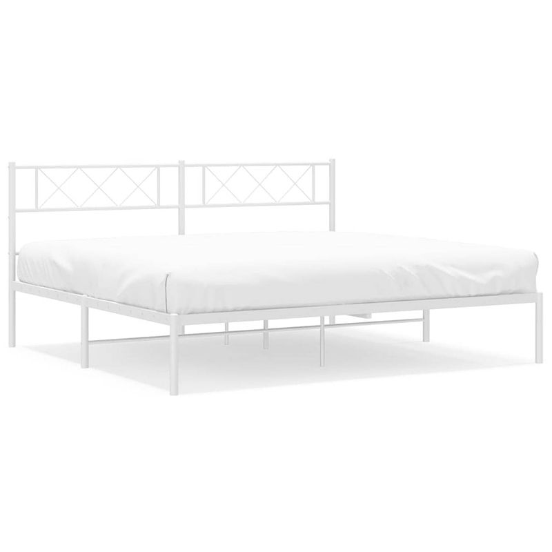 Foto van Vidaxl bedframe met hoofdbord metaal wit 193x203 cm