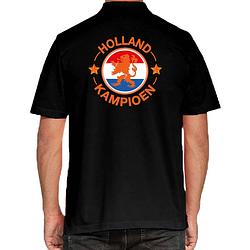 Foto van Grote maten zwart fan poloshirt / kleding holland kampioen met leeuw ek/ wk voor heren 4xl - feestshirts