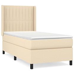 Foto van The living store boxspringbed - crème - 203 x 93 x 118/128 cm - pocketvering matras - middelharde ondersteuning -