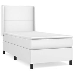 Foto van The living store boxspringbed - kunstleer - pocketvering - 203x103x118/128 - wit