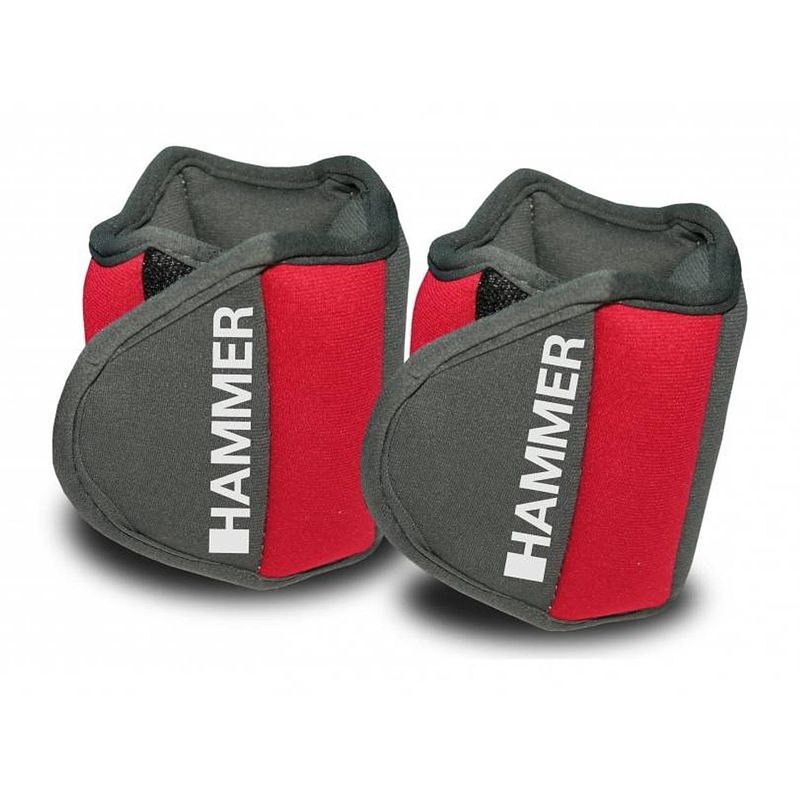 Foto van Hammer fitness gewichtsmanchetten neopreen - rood/grijs - 2x 0.75 kg
