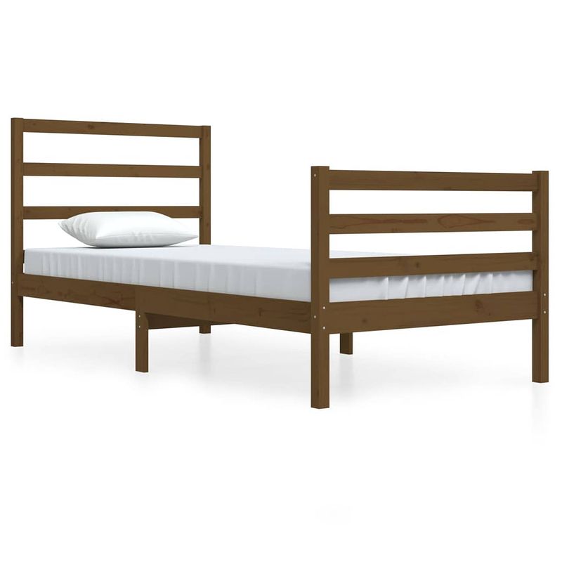 Foto van The living store bedframe massief grenenhout - 205.5 x 95.5 x 100 cm - honingbruin