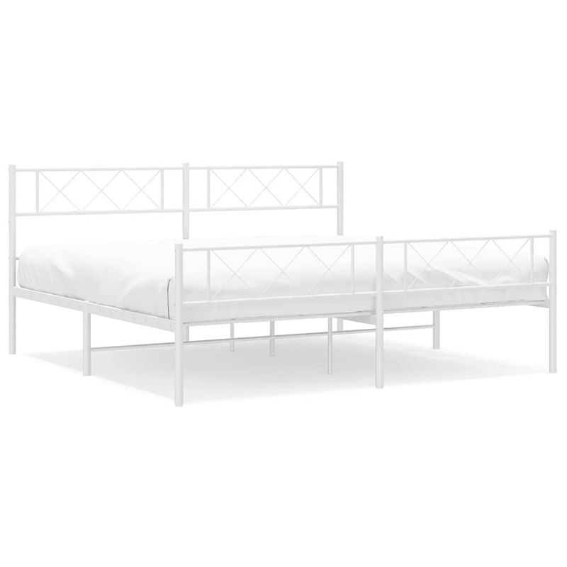 Foto van Vidaxl bedframe met hoofd- en voeteneinde metaal wit 180x200 cm