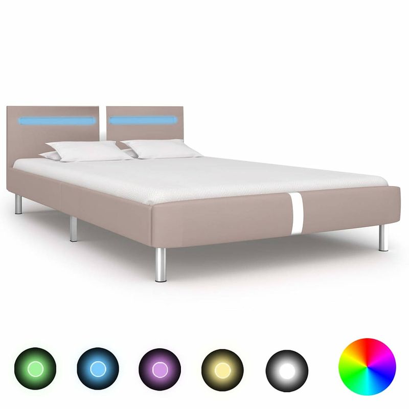 Foto van Vidaxl bedframe met led kunstleer cappuccino 120x200 cm