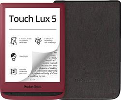 Foto van Pocketbook touch lux 5 ruby rood + pocketbook shell book case zwart