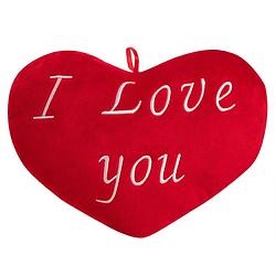 Foto van Valentijn- kussen- valentijnscadeau- kussen- i love you- hartkussen-rood-sierkussen-knuffelkussen- 26cm-