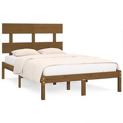 Foto van The living store houten bedframe - tijdloos ontwerp - bed - 205.5 x 185.5 x 31 cm - massief grenenhout