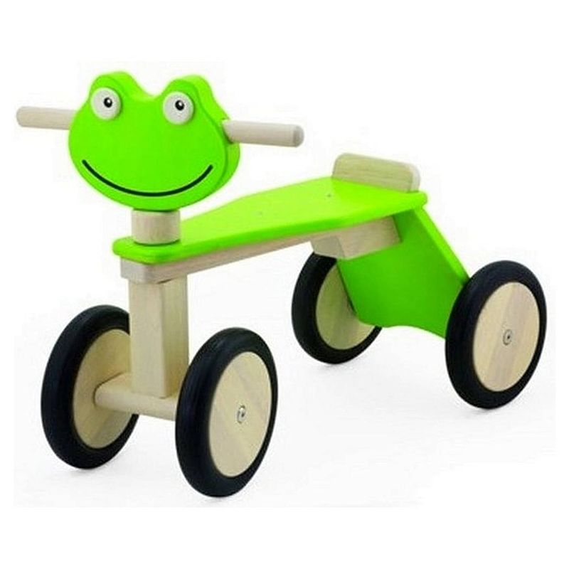 Foto van Pintoy houten loopfiets kikker met 4 wielen groen
