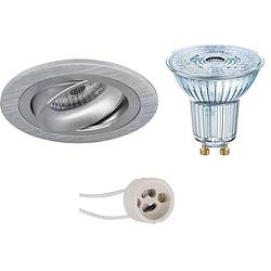 Foto van Led spot set - osram parathom par16 940 36d - pragmi alpin pro - gu10 fitting - dimbaar - inbouw rond - mat zilver -