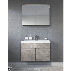 Foto van Badplaats badkamermeubel paso 02 80cm met spiegelkast - beton grijs