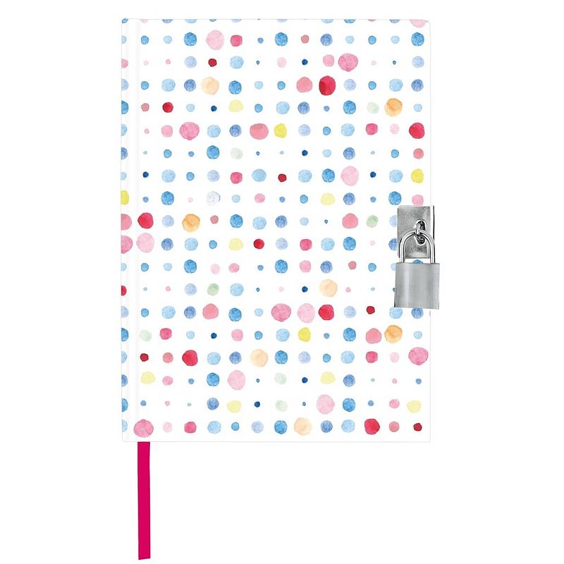 Foto van Moses dagboek met slotje dots 21 cm wit