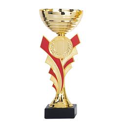Foto van Luxe trofee/prijs beker - goud/rood - metaal - 20 x 8 cm - fopartikelen