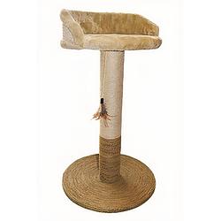 Foto van Happy pet krabpaal met ligplek 35 x 35 x 60 cm sisal beige