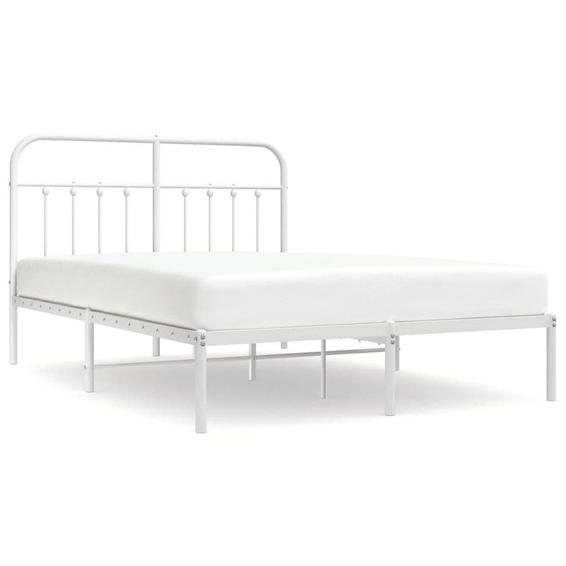 Foto van Vidaxl bedframe met hoofdbord metaal wit 135x190 cm