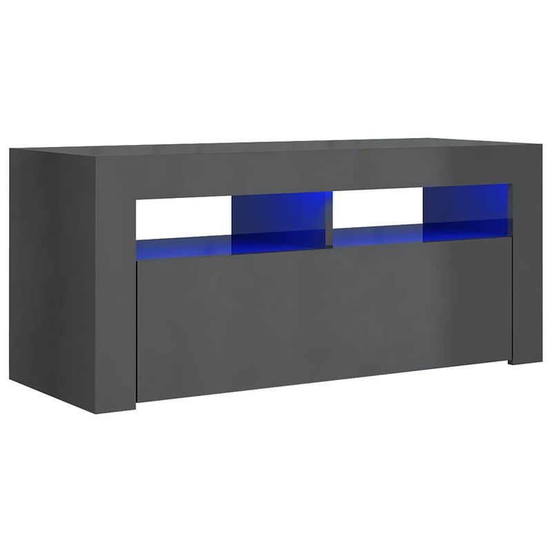 Foto van Vidaxl tv-meubel met led-verlichting 90x35x40 cm hoogglans grijs