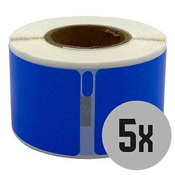Foto van Dula dymo compatible labels - blauw - 99010 - s0722370 - adresetiketten - 5 rollen - 28 x 89 mm - 130 labels per rol