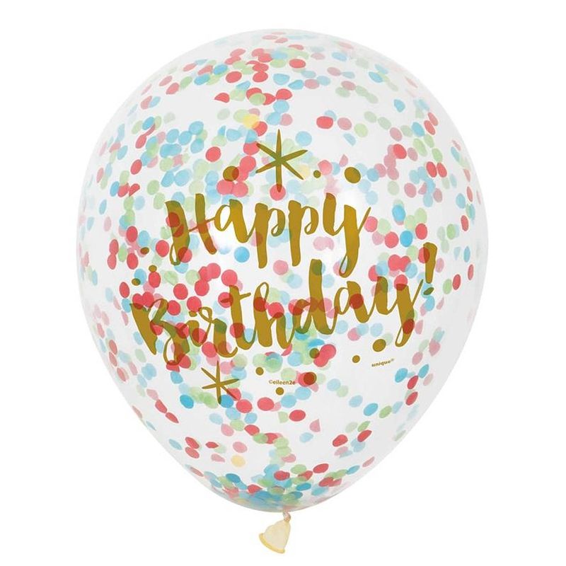Foto van Haza original confetti ballonnen ""happy birthday"" 6 stuks 30 cm