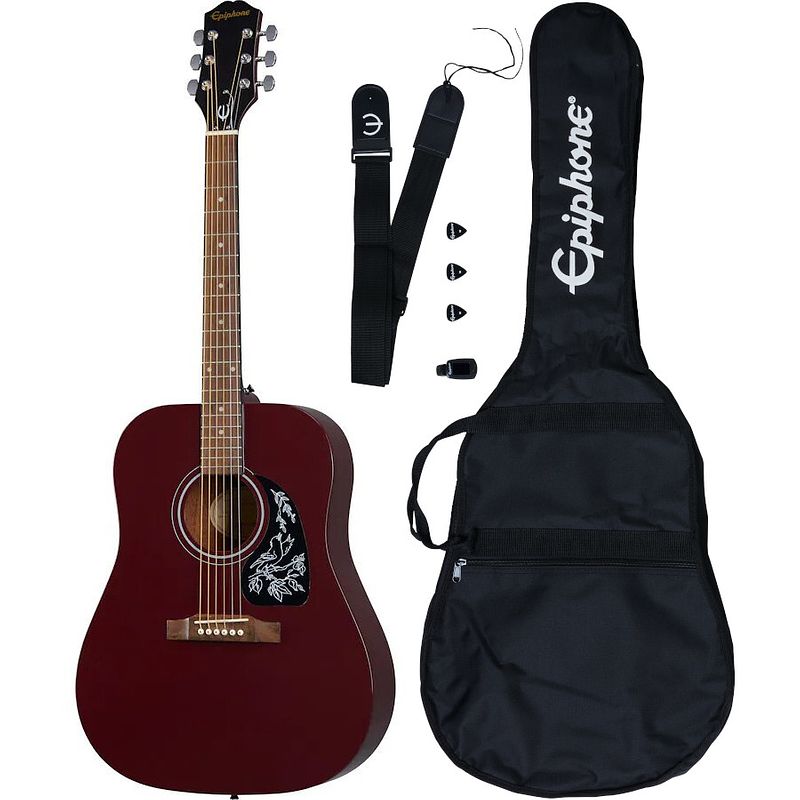 Foto van Epiphone starling acoustic guitar player pack wine red akoestische westerngitaar set