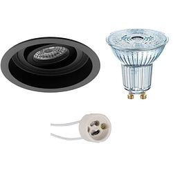 Foto van Led spot set - osram parathom par16 927 36d - pragmi domy pro - gu10 fitting - dimbaar - inbouw rond - mat zwart - 5.5w