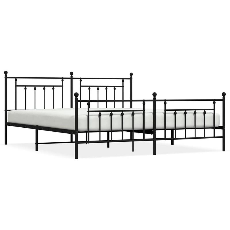 Foto van Vidaxl bedframe met hoofd- en voeteneinde metaal zwart 200x200 cm