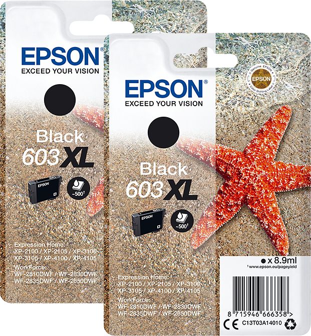 Foto van Epson 603xl cartridges zwart duo pack