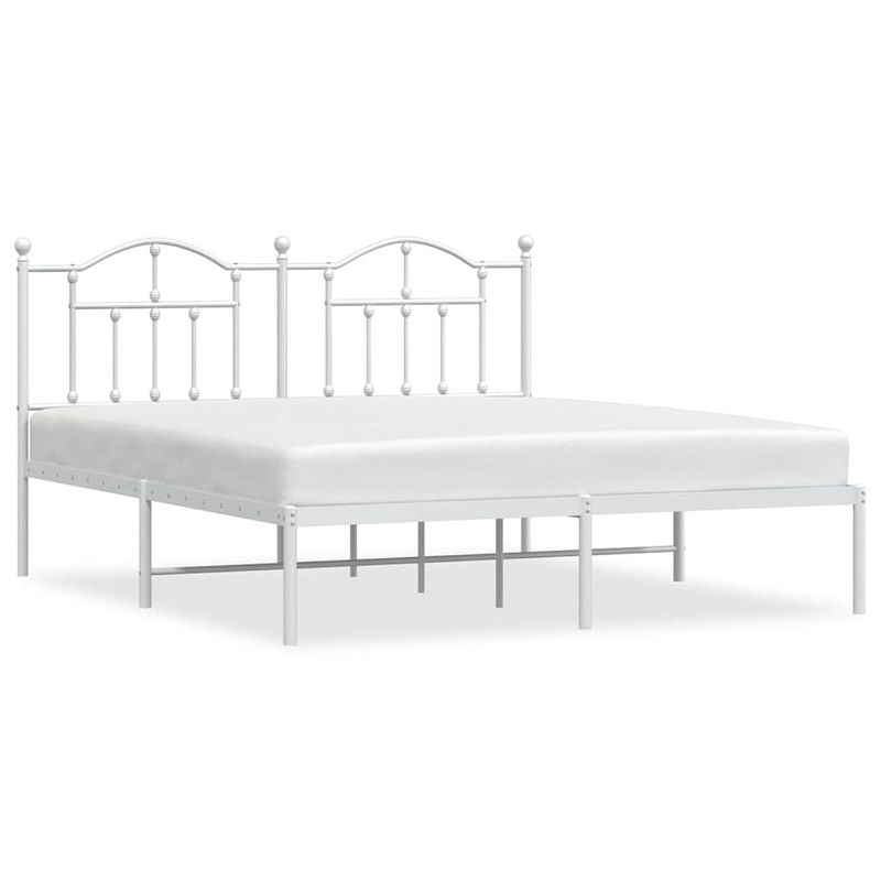 Foto van Vidaxl bedframe met hoofdbord metaal wit 183x213 cm