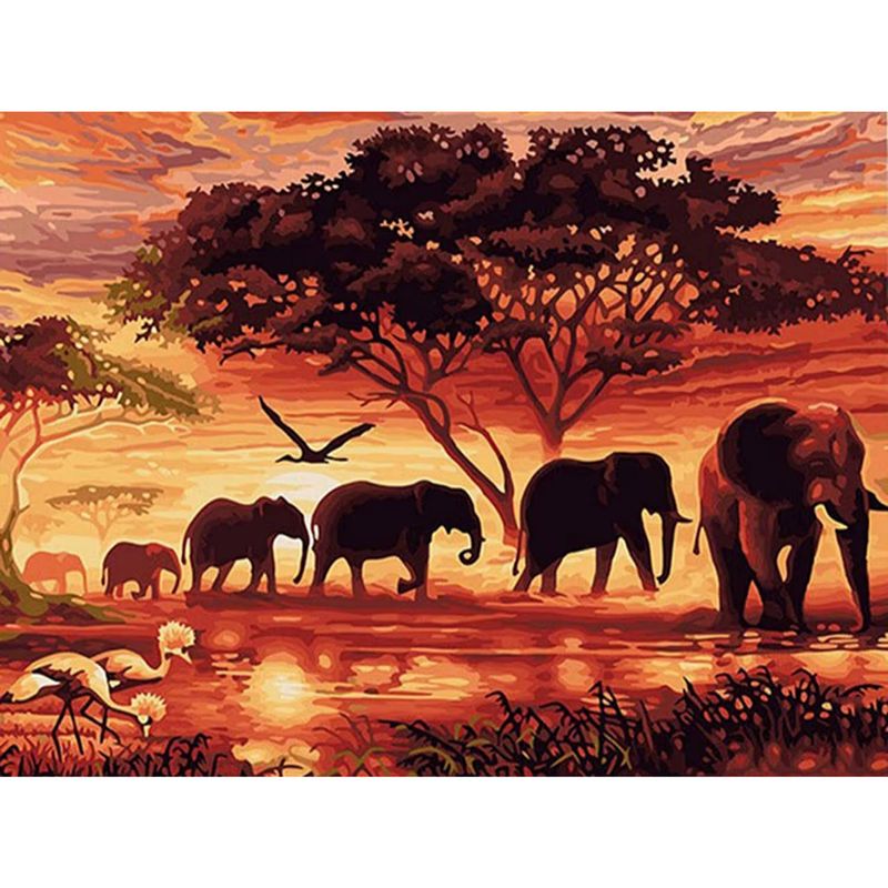 Foto van Rubye diamond painting volwassenen & kinderen - diamond painting pakket volledig - olifanten familie - 30x40cm