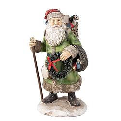 Foto van Clayre & eef kerstdecoratie beeld kerstman 20 cm groen polyresin kerstfiguren groen kerstfiguren