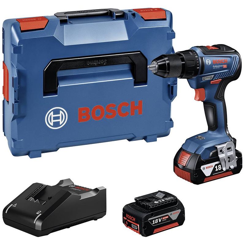Foto van Bosch professional gsr 18v-55 06019h5200 accu-schroefboormachine 18 v 4.0 ah li-ion brushless, incl. 2 accus, incl. lader, incl. koffer