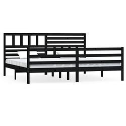 Foto van The living store bedframe grenenhout - 205.5 x 186 x 100 cm - zwart