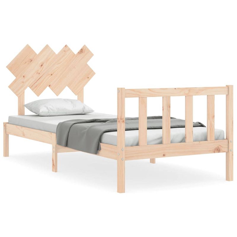 Foto van The living store massief grenenhouten bedframe - enkel - 195.5 x 95.5 x 81 cm - multiplex lattenbodem