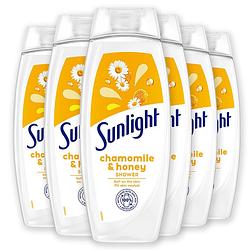Foto van Sunlight zeep - douchegel - kamille & honing - ph-huidneutraal - voordeelverpakking 6 x 450 ml
