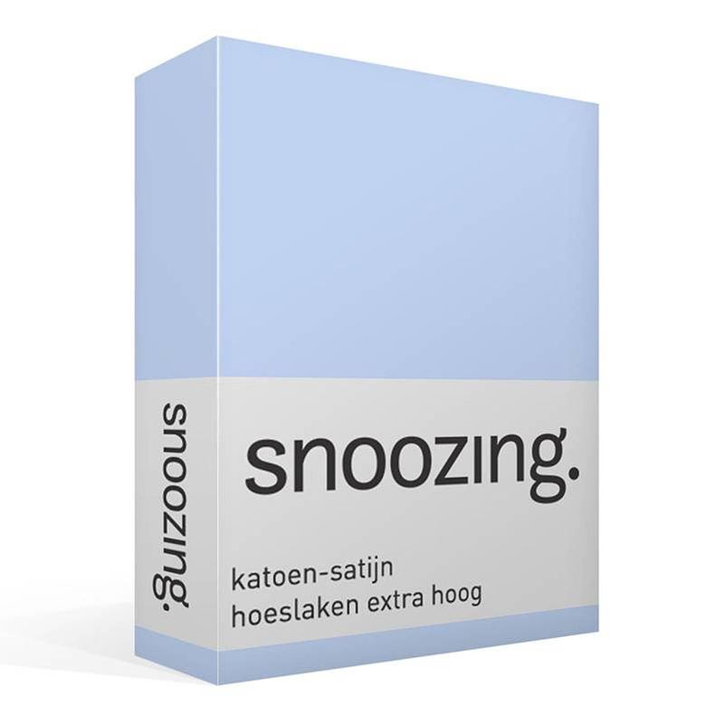 Foto van Snoozing - katoen-satijn - hoeslaken - extra hoog - 140x220 - hemel